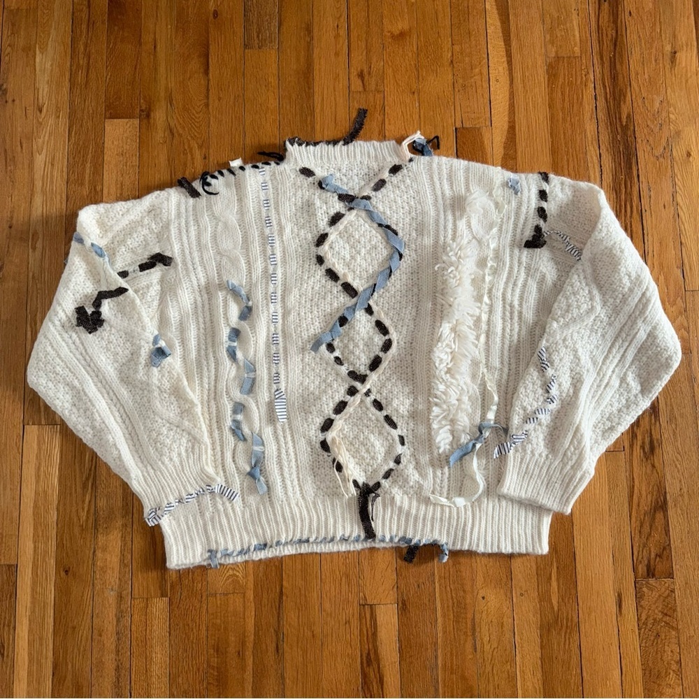 LINGUA FRANCA Jade Cable Knit Crewneck Sweater Alpaca Wool Size 2X - Picture 12 of 13
